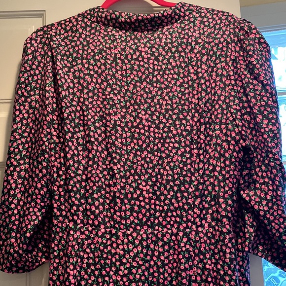 Only worn twice, Rebecca Taylor midi dress with pink floral print and side waist - Picture 8 of 9